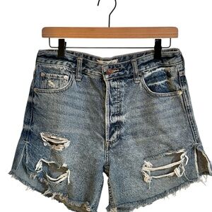 Free People We The Free Distressed Tomboy Denim Cutoff Shorts Size 26